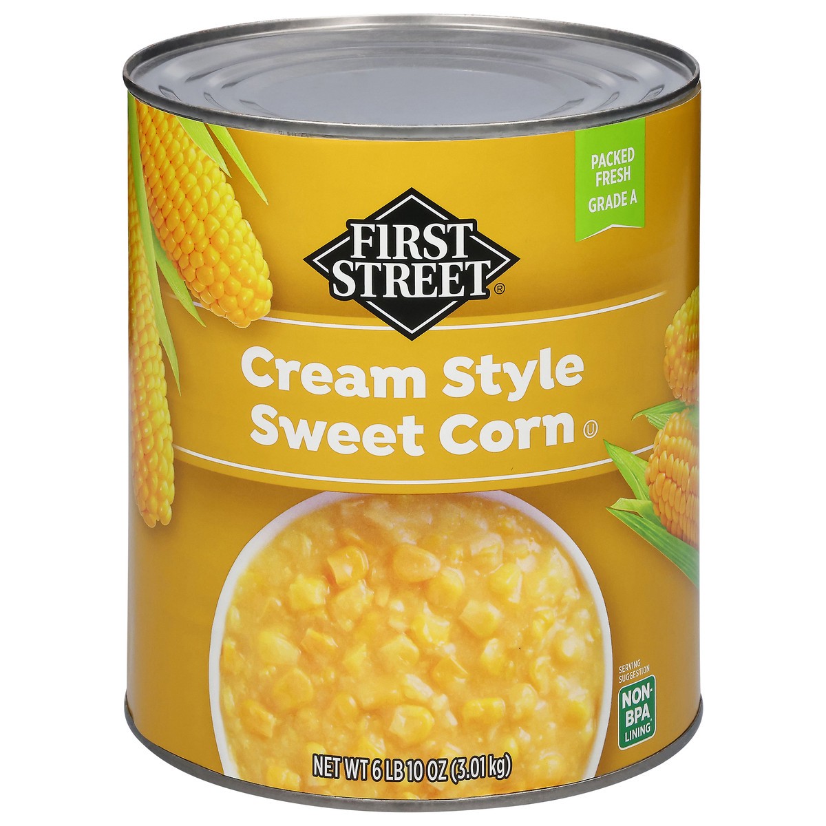 slide 3 of 4, Cb22 First Street Fancy Cream Style Corn, 106 oz