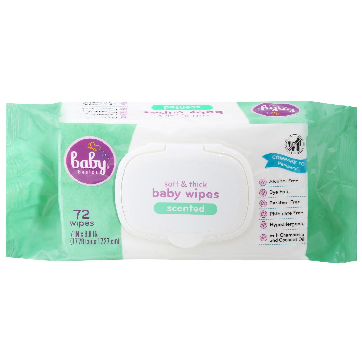 slide 1 of 1, Baby Basics Soft Pack Scented Wipes, 72 ct