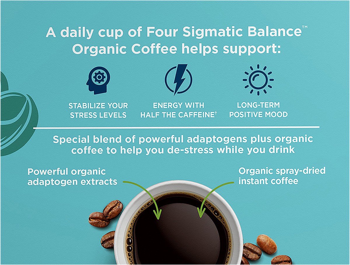 slide 3 of 8, Four Sigmatic BALANCE Organic Instant Coffee Mix with Ashwagandha & Eleuthero Adaptogens , 10 ct