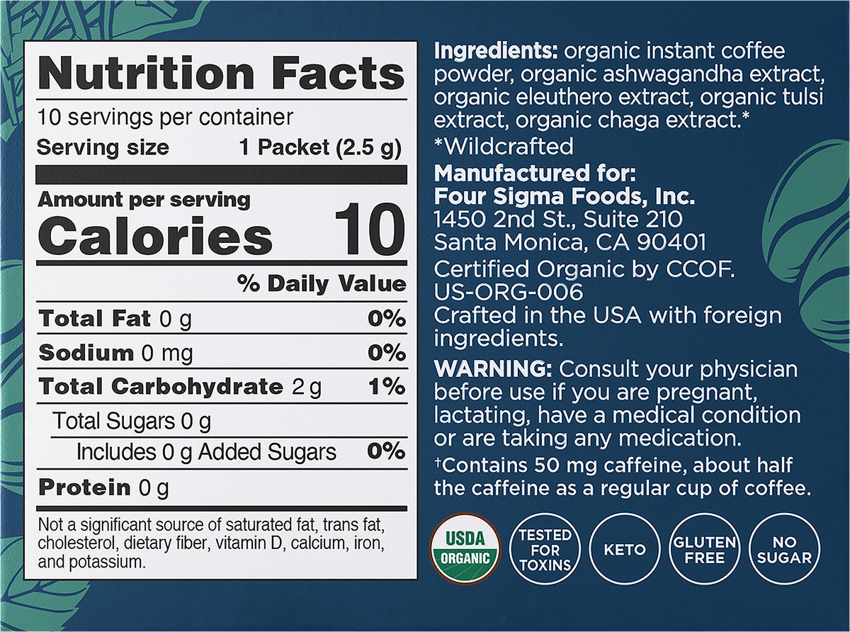 slide 6 of 8, Four Sigmatic BALANCE Organic Instant Coffee Mix with Ashwagandha & Eleuthero Adaptogens , 10 ct