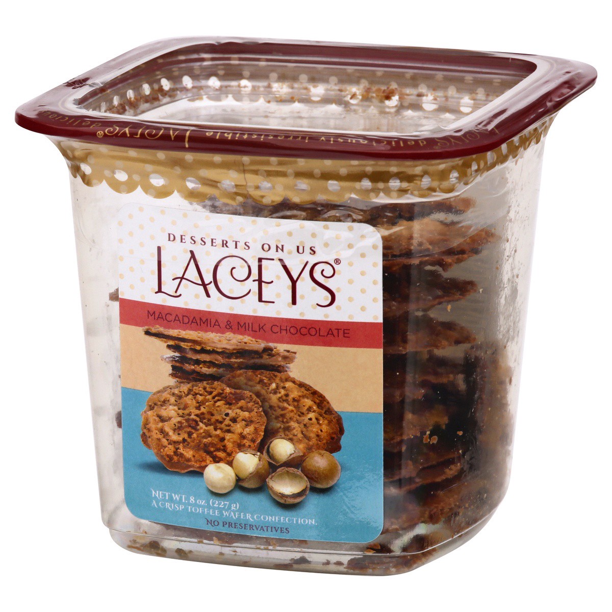 slide 5 of 10, Laceys Macadamia & Milk Chocolate Wafer Confection 8 oz, 8 oz