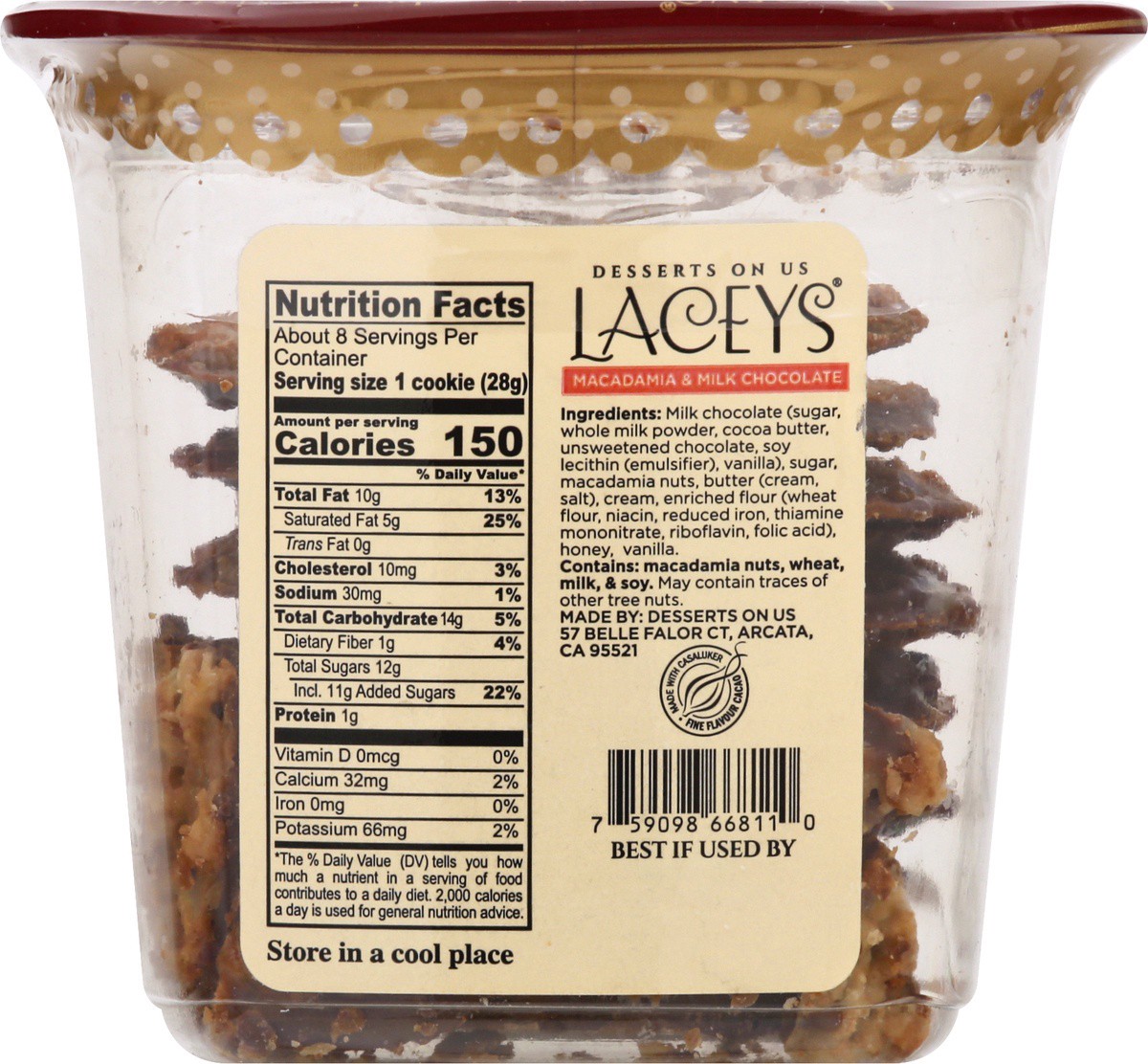 slide 6 of 10, Laceys Macadamia & Milk Chocolate Wafer Confection 8 oz, 8 oz