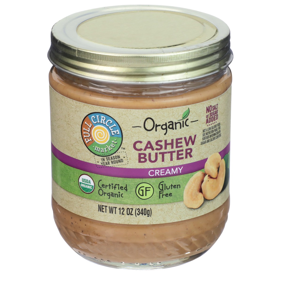 slide 2 of 9, Full Circle Market Creamy Cashew Butter, 12 oz