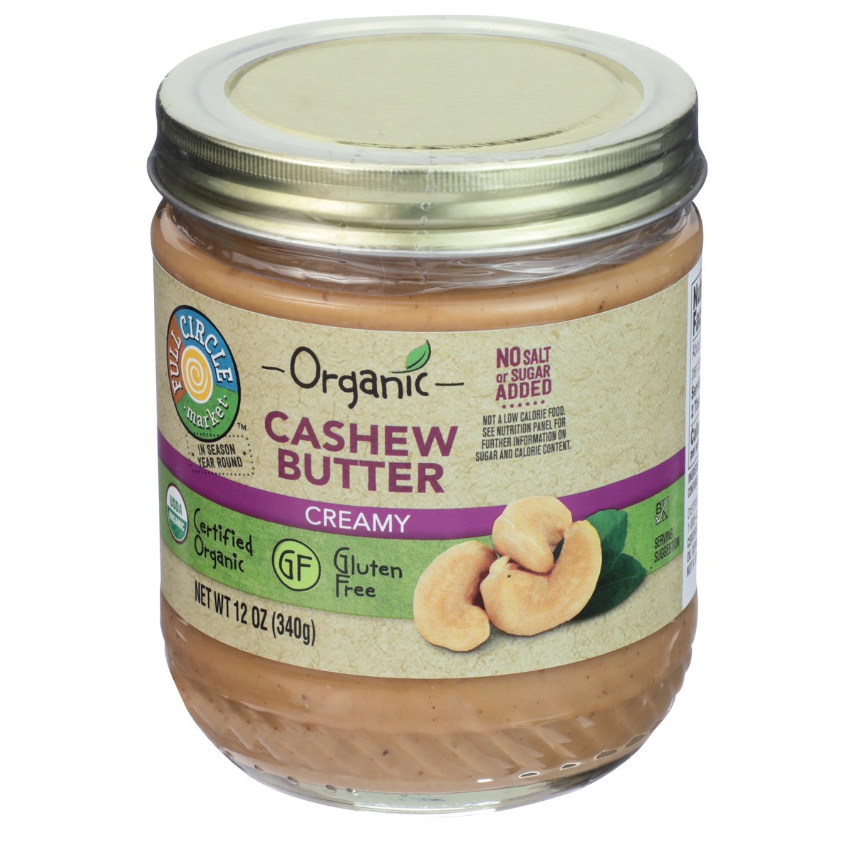 slide 3 of 9, Full Circle Market Creamy Cashew Butter, 12 oz