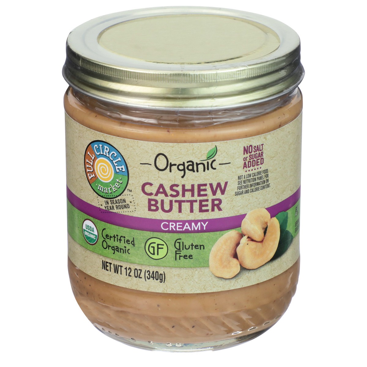 slide 1 of 9, Full Circle Market Creamy Cashew Butter, 12 oz