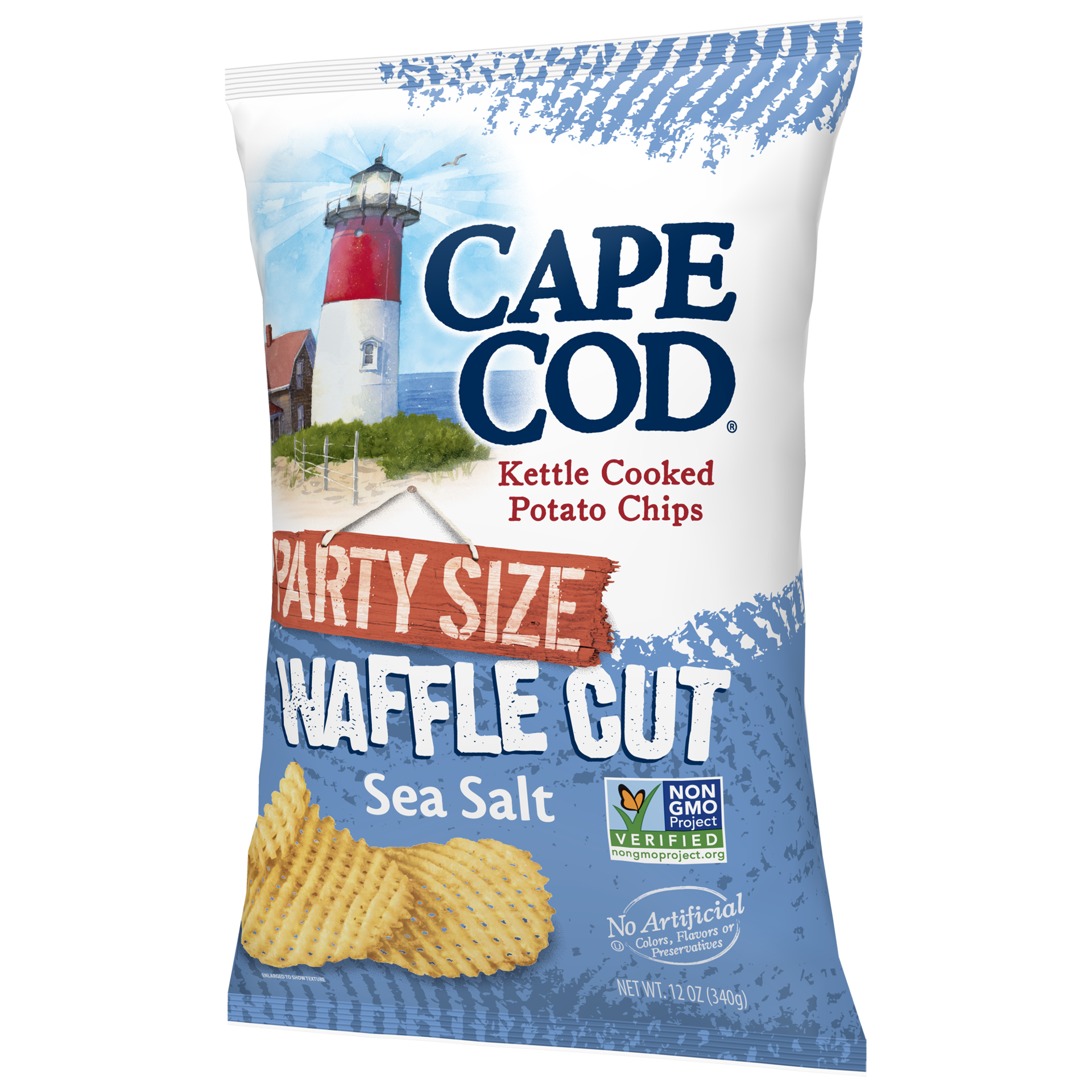 slide 5 of 5, Cape Cod Potato Chips, Waffle Cut Sea Salt Kettle Cooked Chips, 12 Oz, 12 oz