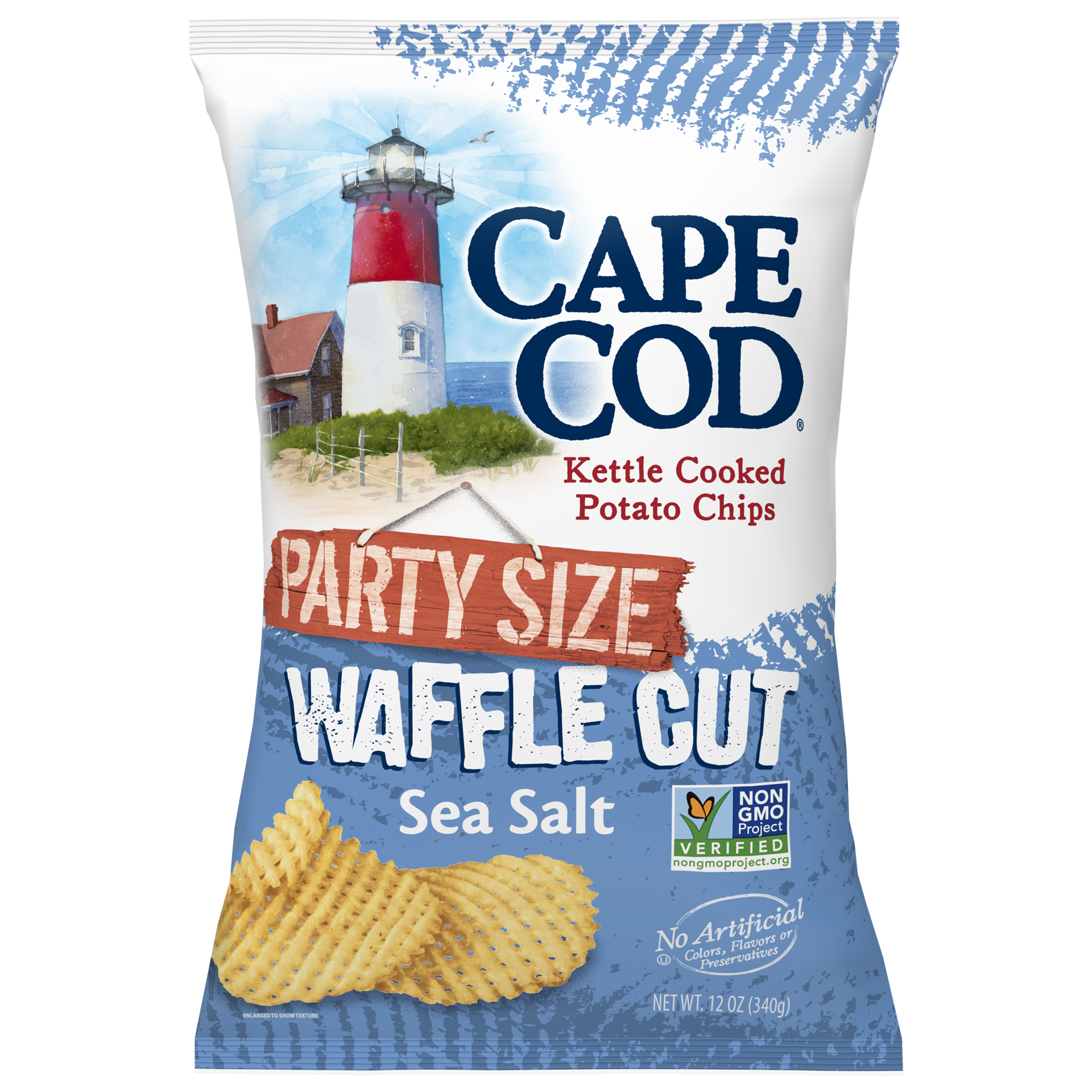 slide 4 of 5, Cape Cod Potato Chips, Waffle Cut Sea Salt Kettle Cooked Chips, 12 Oz, 12 oz