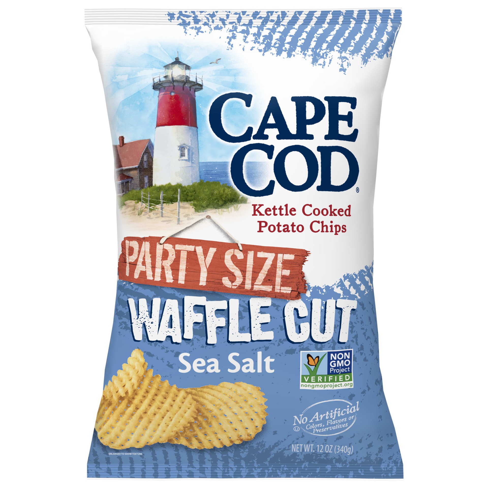 slide 1 of 5, Cape Cod Potato Chips, Waffle Cut Sea Salt Kettle Cooked Chips, 12 Oz, 12 oz