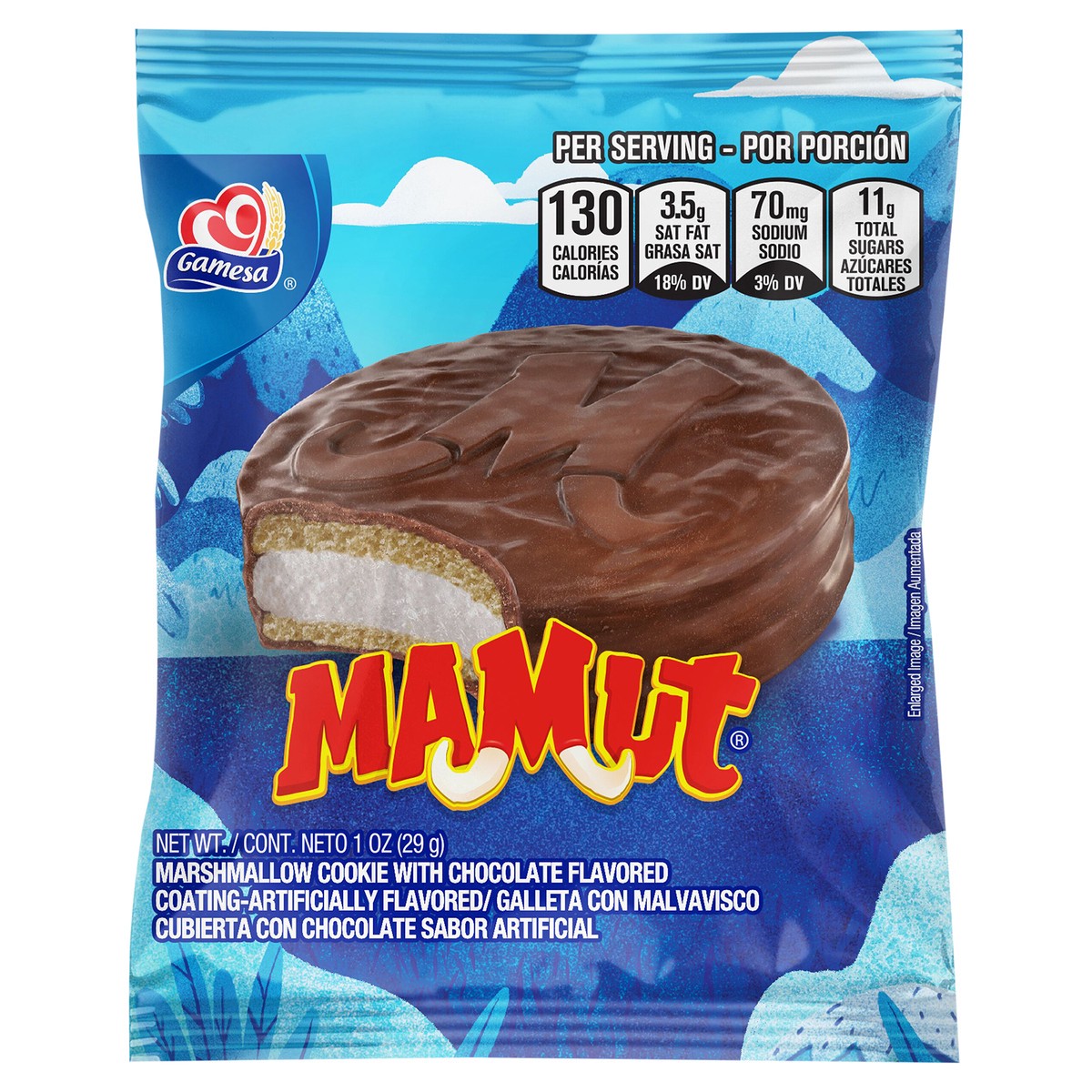 slide 1 of 3, Gamesa Mamut Marshmallow Cookie Chocolate Flavored 1 Oz, 1 oz