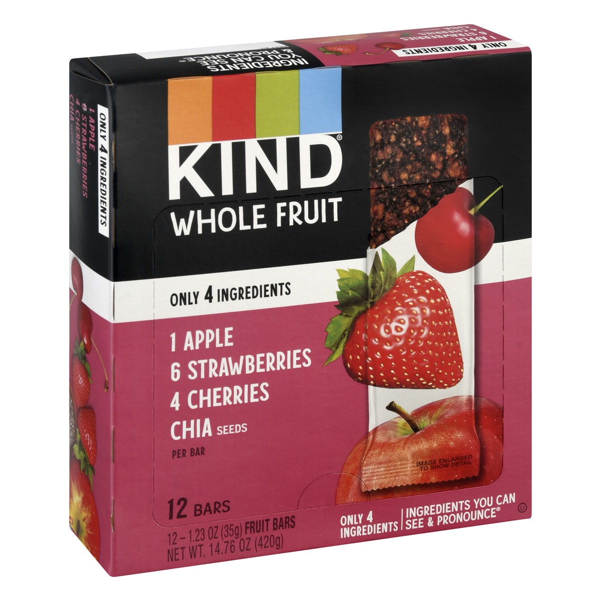 slide 2 of 9, KIND Whole Fruit Apple Strawberries Cherries Chia Fruit Bars 12 ea, 12 ct