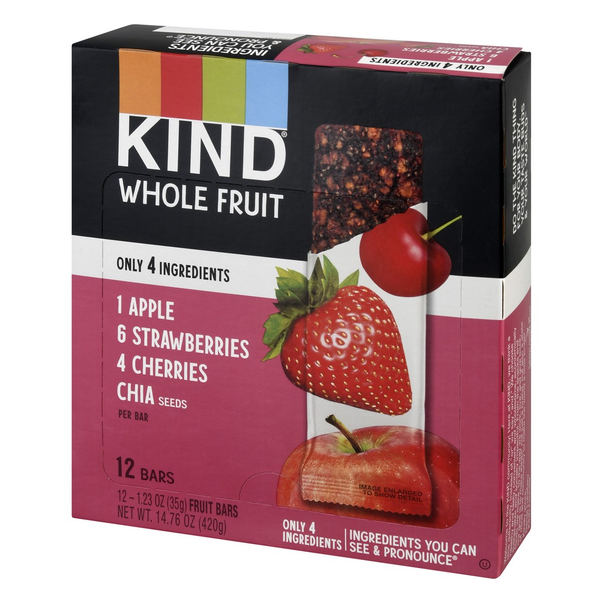 slide 3 of 9, KIND Whole Fruit Apple Strawberries Cherries Chia Fruit Bars 12 ea, 12 ct