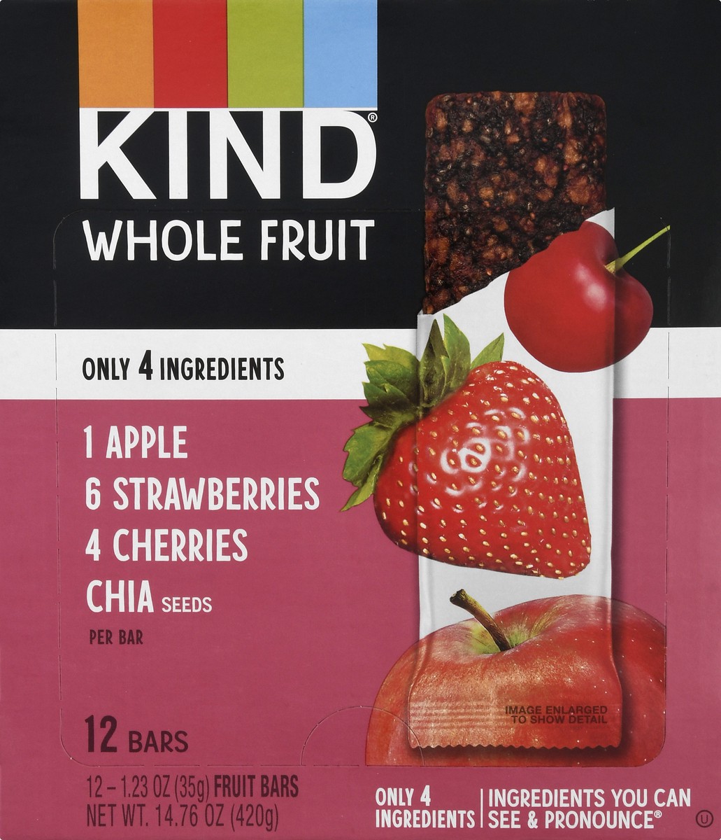 slide 6 of 9, KIND Whole Fruit Apple Strawberries Cherries Chia Fruit Bars 12 ea, 12 ct