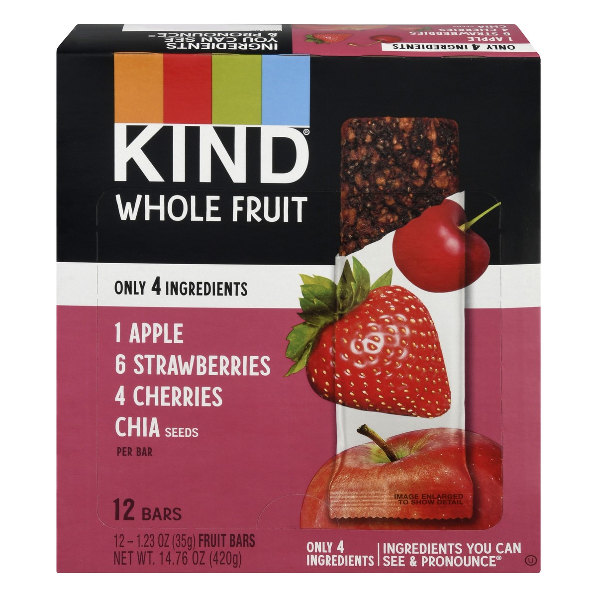 slide 1 of 9, KIND Whole Fruit Apple Strawberries Cherries Chia Fruit Bars 12 ea, 12 ct