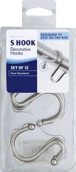 Maytex Zenna Home S-Shaped Shower Hooks, Brushed Nickel