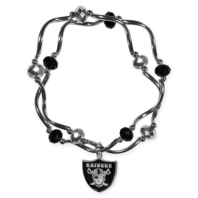 slide 1 of 1, NFL Las Vegas Raiders Double Strand Stretch Bead Bracelet, 1 ct