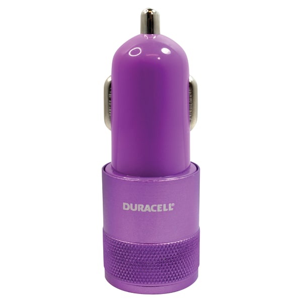 slide 1 of 1, Duracell Dual Usb Car Charger, Purple, 1 ct