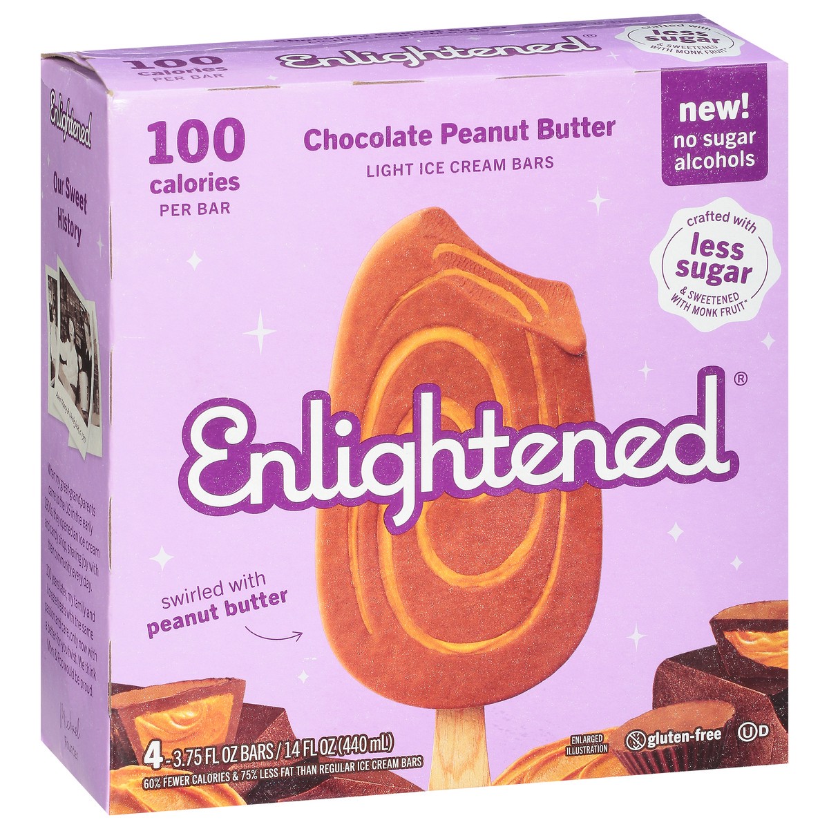 slide 2 of 9, Enlightened Light Chocolate Peanut Butter Ice Cream Bars 4 ea, 15 fl oz