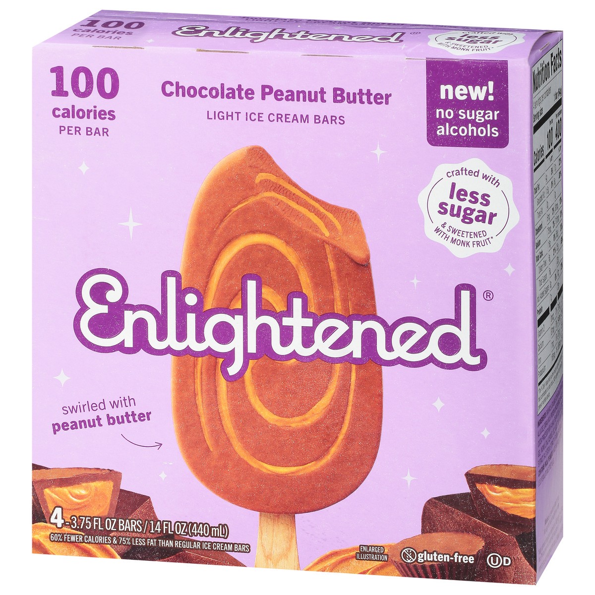 slide 9 of 9, Enlightened Light Chocolate Peanut Butter Ice Cream Bars 4 ea, 15 fl oz