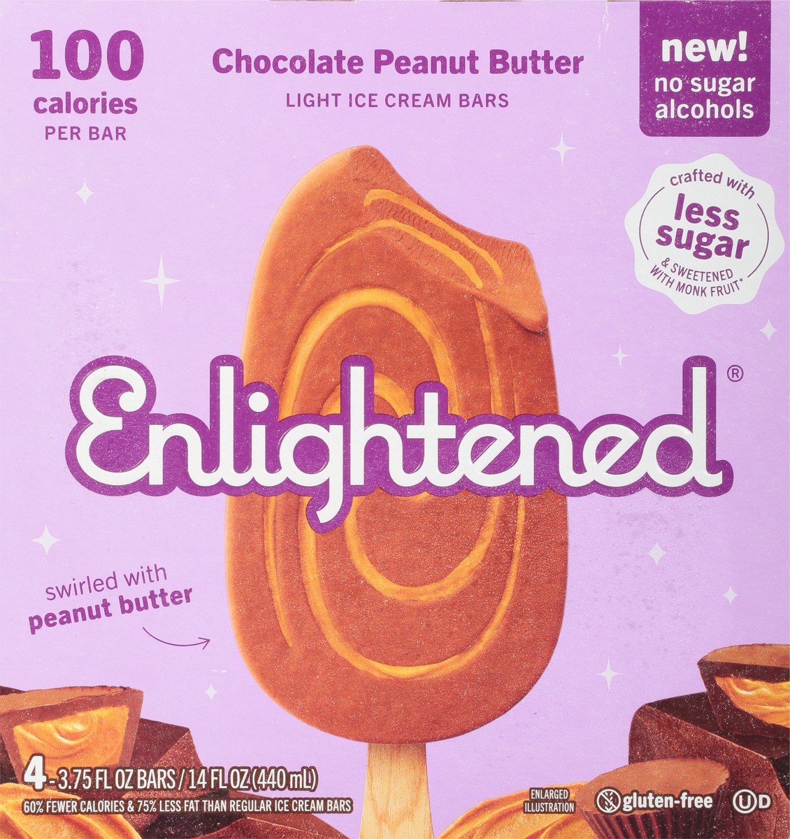 slide 5 of 9, Enlightened Light Chocolate Peanut Butter Ice Cream Bars 4 ea, 15 fl oz