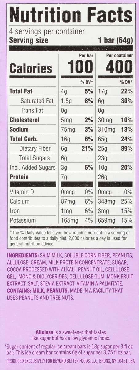 slide 4 of 9, Enlightened Light Chocolate Peanut Butter Ice Cream Bars 4 ea, 15 fl oz