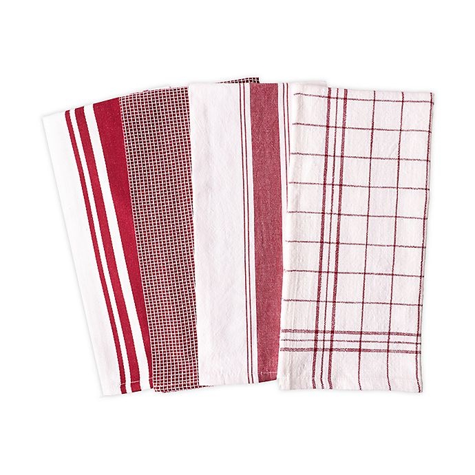 slide 1 of 11, Artisanal Kitchen Supply Flat Kitchen Towels - Red, 4 ct