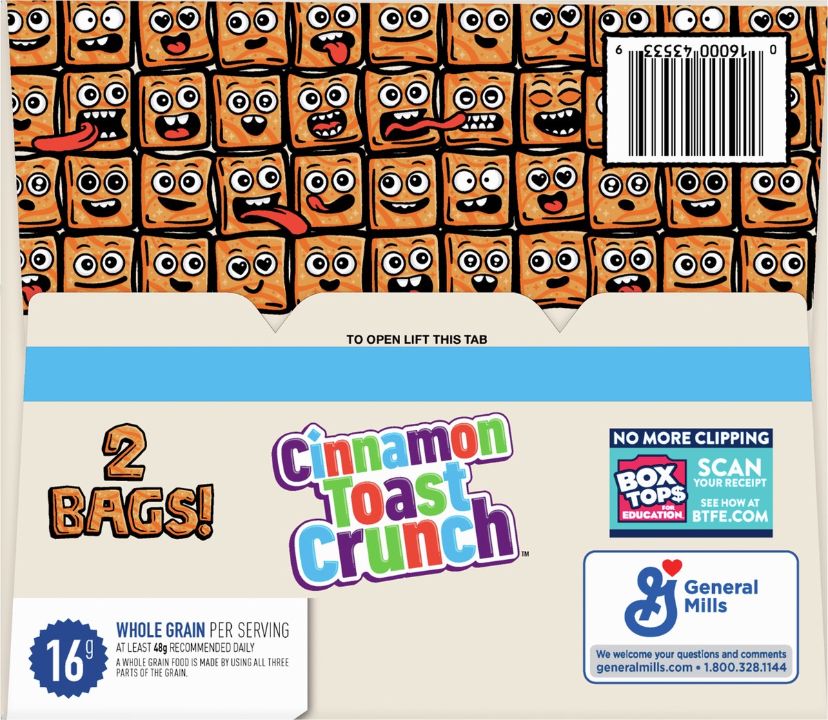 slide 4 of 9, Cinnamon Toast Crunch, Breakfast Cereal, Cinnamon Sugar Squares 43oz 2 bags, 2 ct