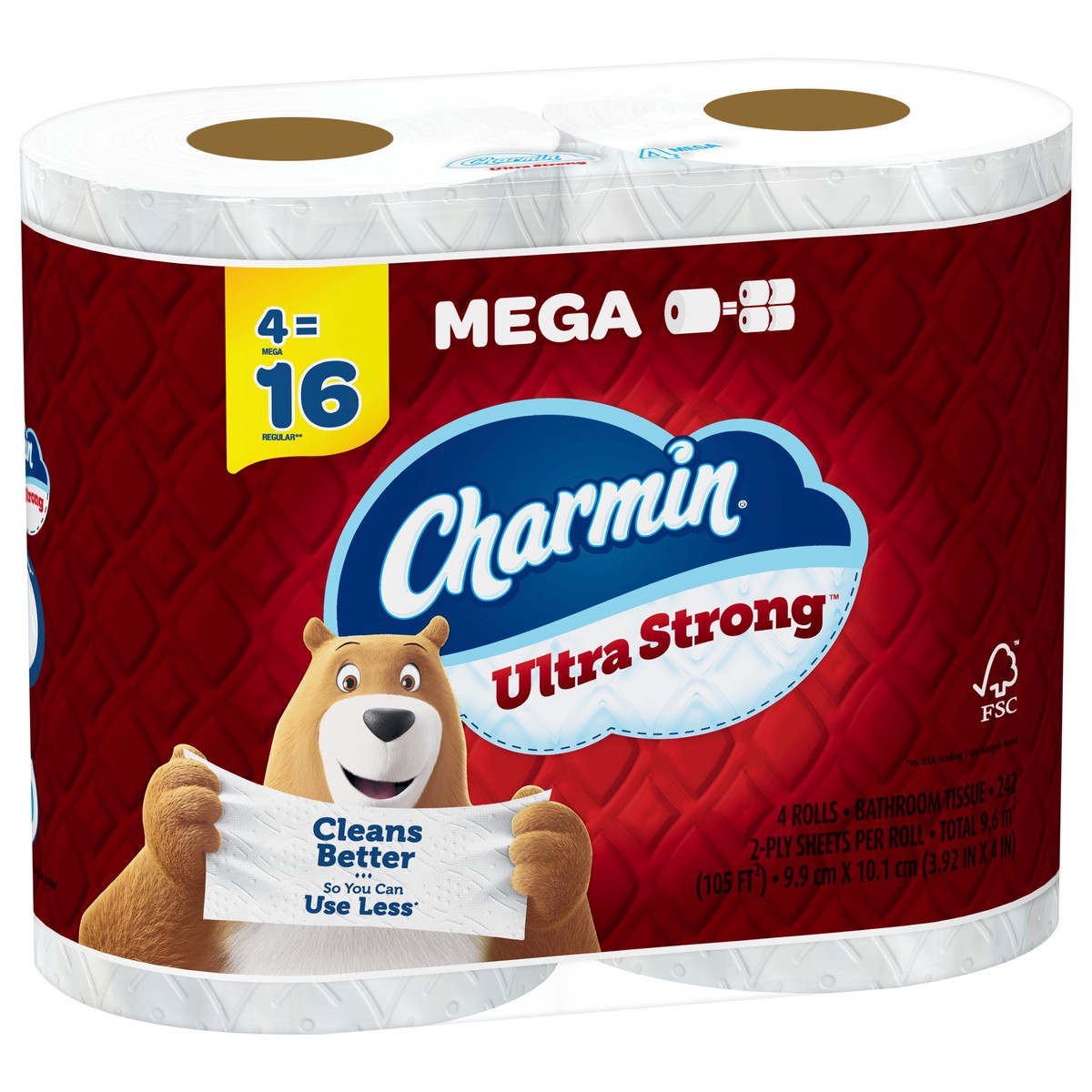 slide 5 of 5, Charmin Ultra Strong Toilet Paper 4 Mega Rolls, 242 Sheets Per Roll, 1 ct
