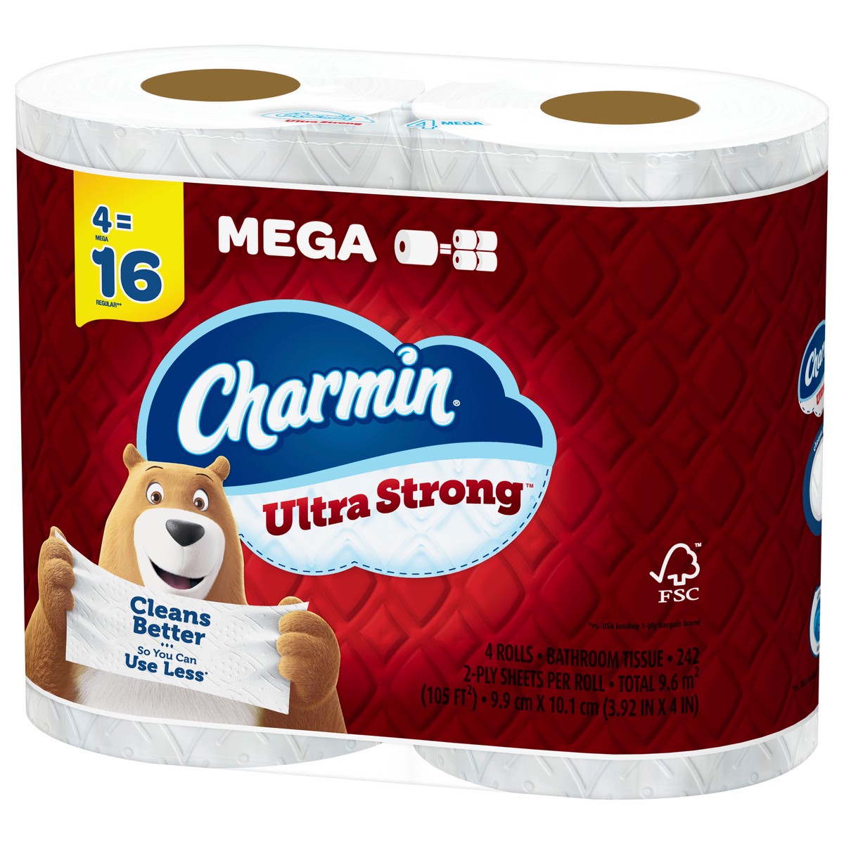 slide 2 of 5, Charmin Ultra Strong Toilet Paper 4 Mega Rolls, 242 Sheets Per Roll, 1 ct