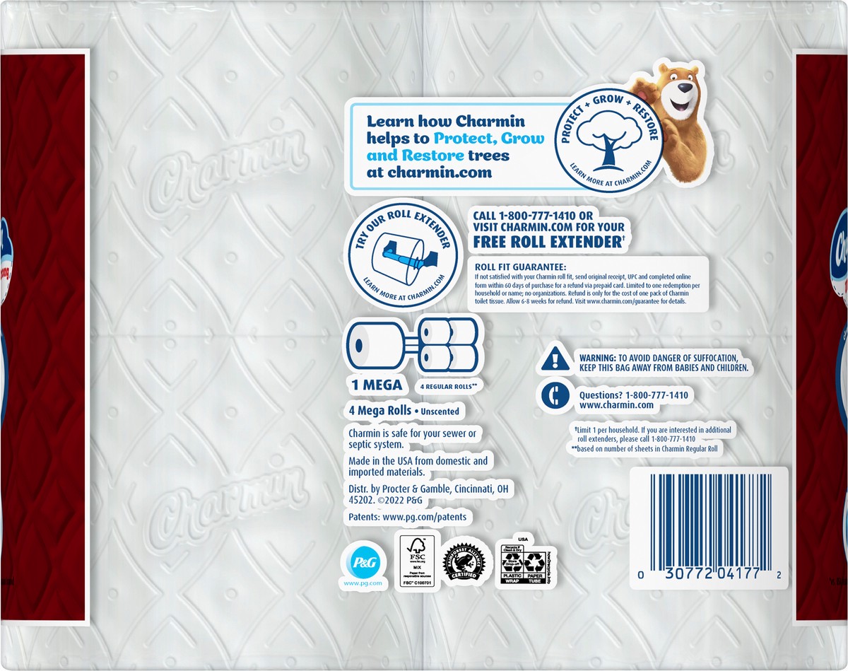 slide 4 of 5, Charmin Ultra Strong Toilet Paper 4 Mega Rolls, 242 Sheets Per Roll, 1 ct