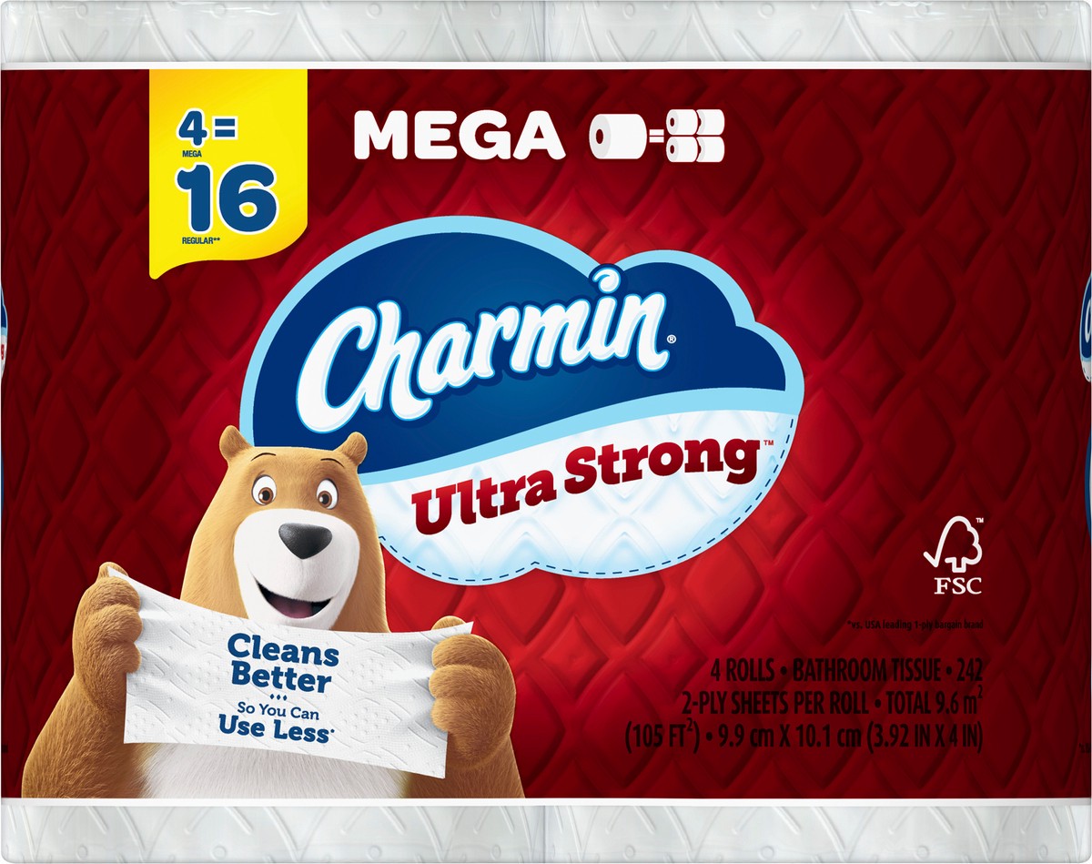 slide 3 of 5, Charmin Ultra Strong Toilet Paper 4 Mega Rolls, 242 Sheets Per Roll, 1 ct