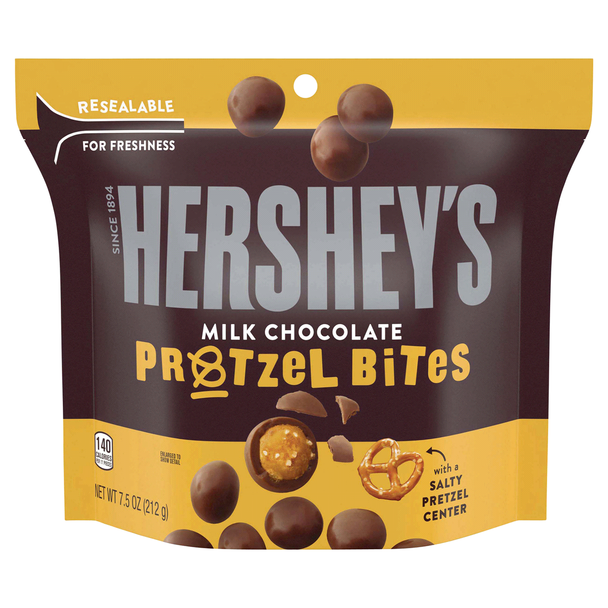 slide 1 of 1, Hershey's Milk Chocolate Pretzel Bites, 7.5 oz