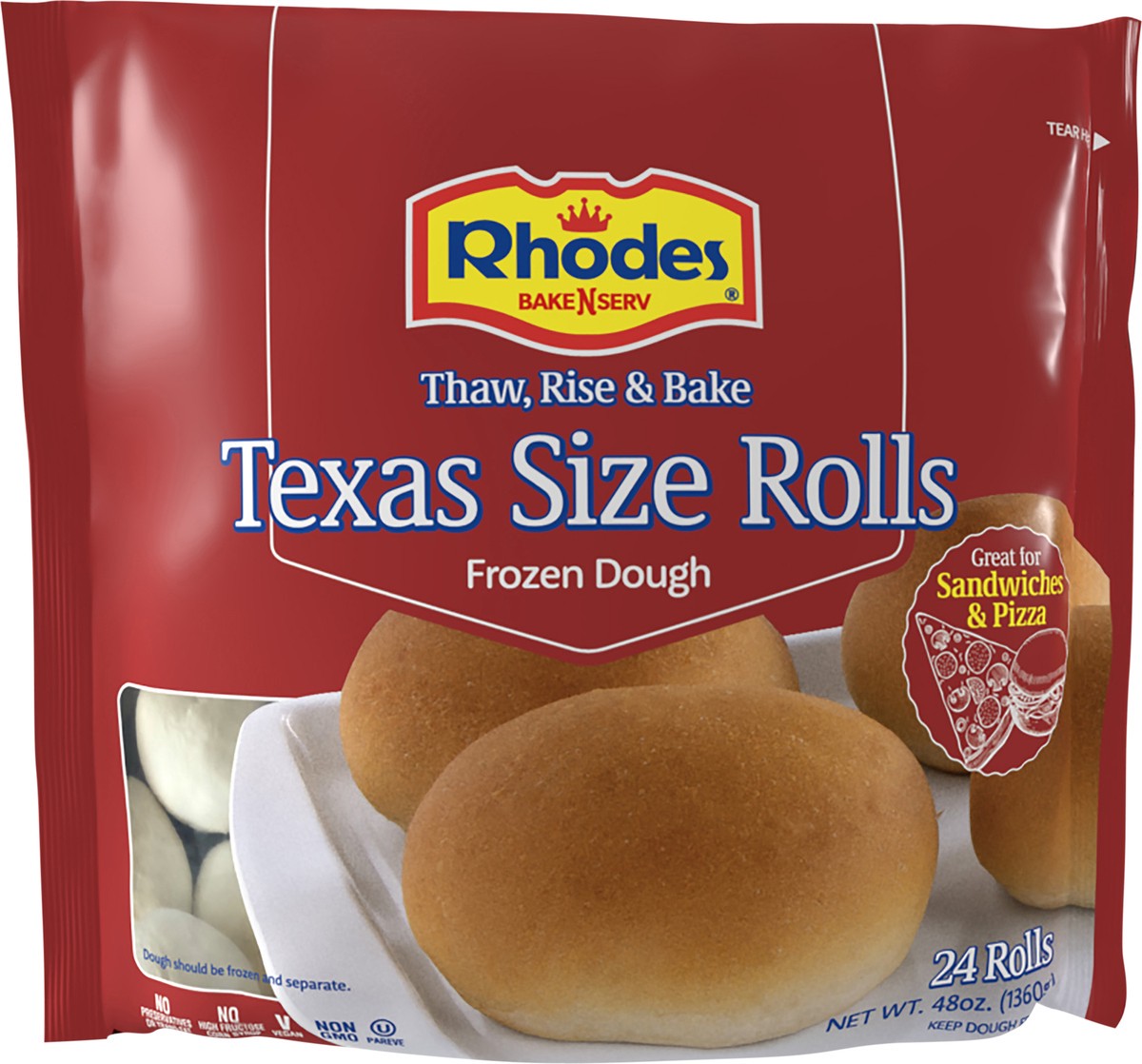 slide 4 of 4, Rhodes Bake-N-Serv Rhodes Texas Size Rolls 24 ea , 24 ct