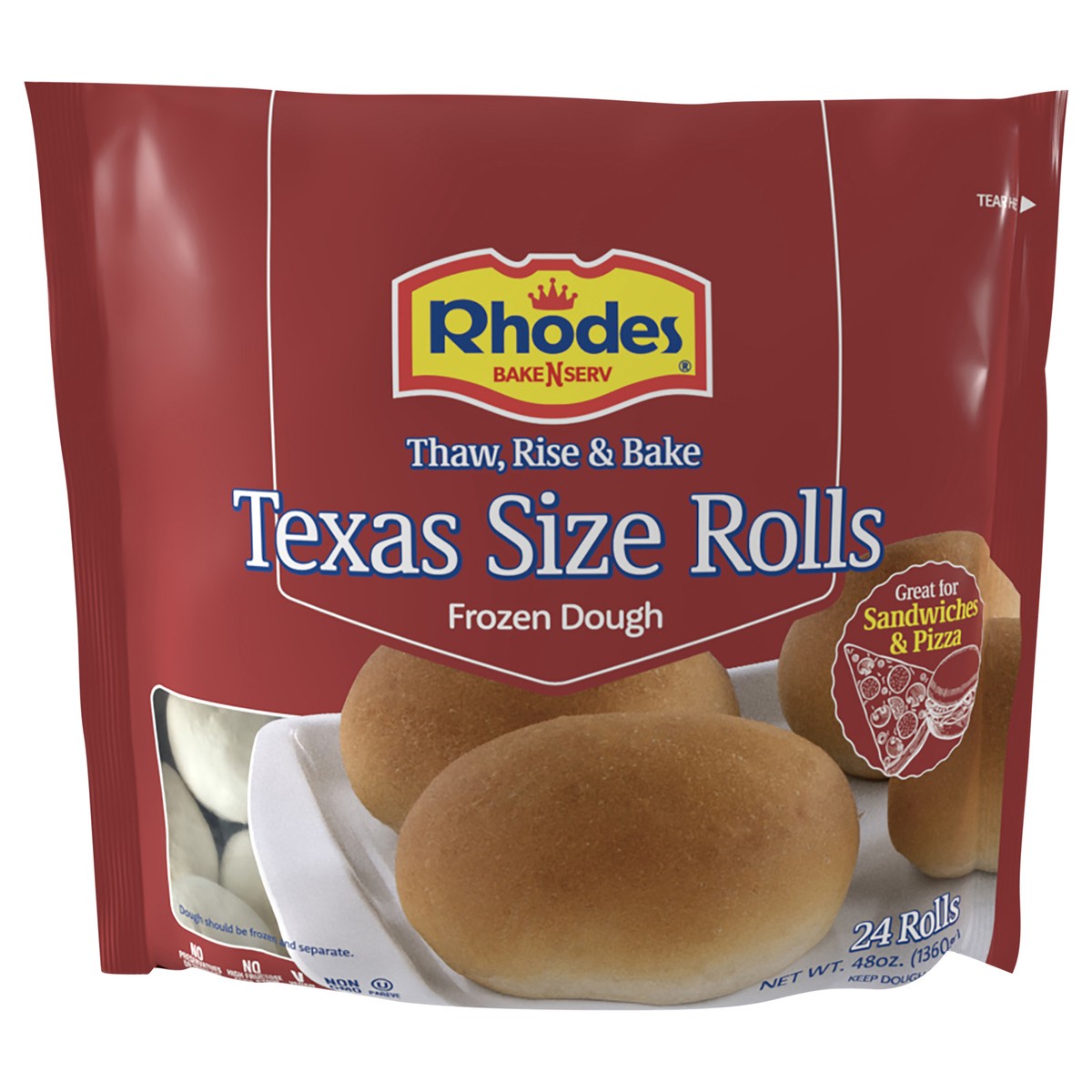slide 1 of 4, Rhodes Bake-N-Serv Rhodes Texas Size Rolls 24 ea , 24 ct