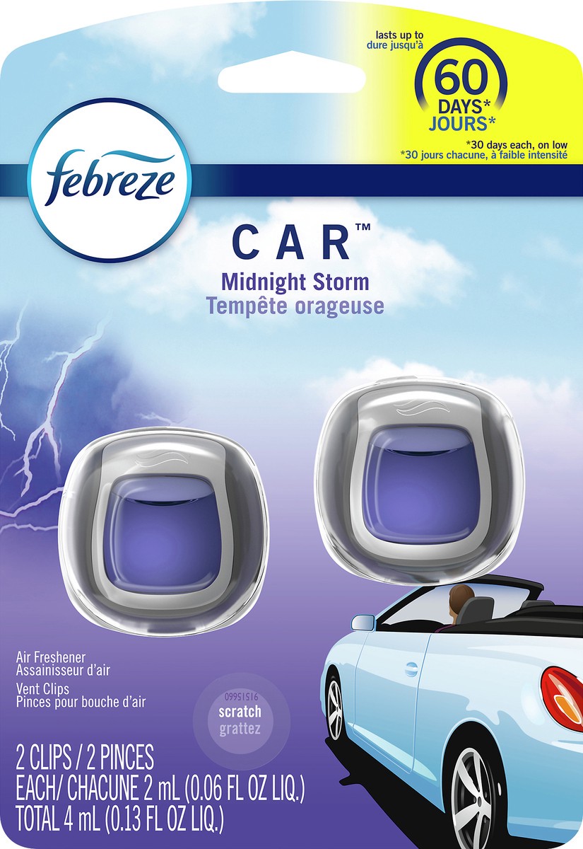 slide 2 of 3, Febreze Car Vent Clips Midnight Storm Air Freshener 2 ea, 2 ct