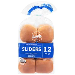 Lewis Bakeries White Slider Buns, 15 oz, 12 Count