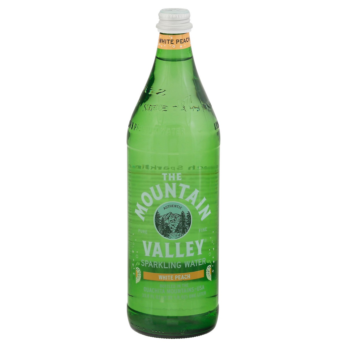 slide 1 of 9, Mountain Valley White Peach Sparkling Water - 33.8 oz, 33.8 oz