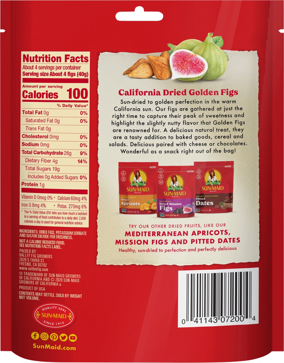 slide 3 of 3, Sun-Maid California Dried Golden Figs 6oz Fresh-Lock Zipper Resealable Stand-Up Bag, 6 oz