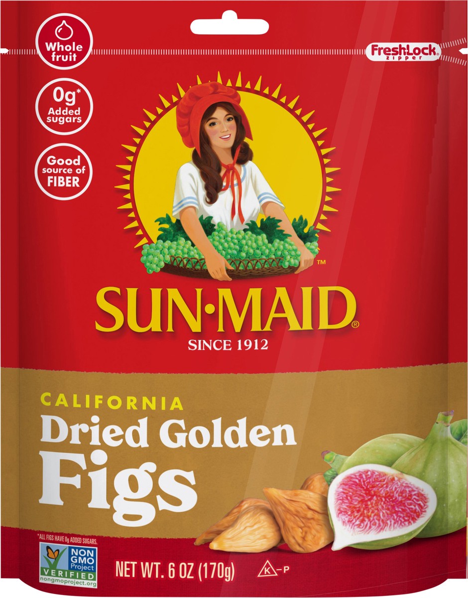 slide 2 of 3, Sun-Maid California Dried Golden Figs 6oz Fresh-Lock Zipper Resealable Stand-Up Bag, 6 oz