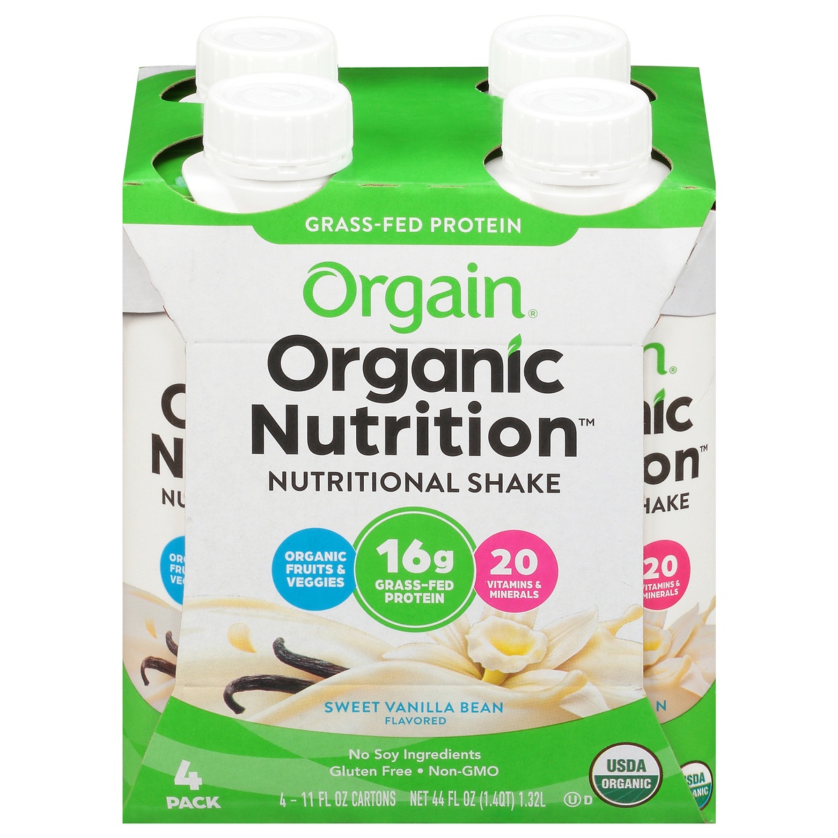 slide 1 of 1, Orgain Organic Nutrition Sweet Vanilla Bean Protein Shake, 4 ct; 11 fl oz