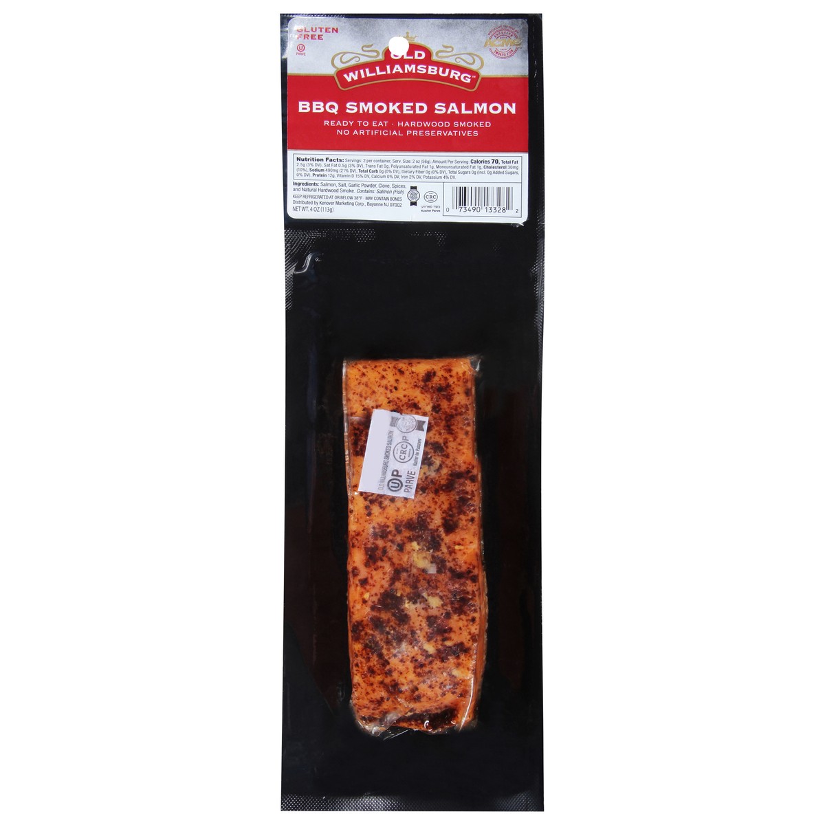 slide 1 of 9, ACME Old Williamsburg Bbq Salmon Smoked, 4 oz