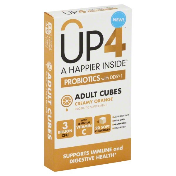 slide 1 of 1, UP4 Adult Probiotic Dietary Supplement Chewable Cubes - Creamy Orange, 20 ct