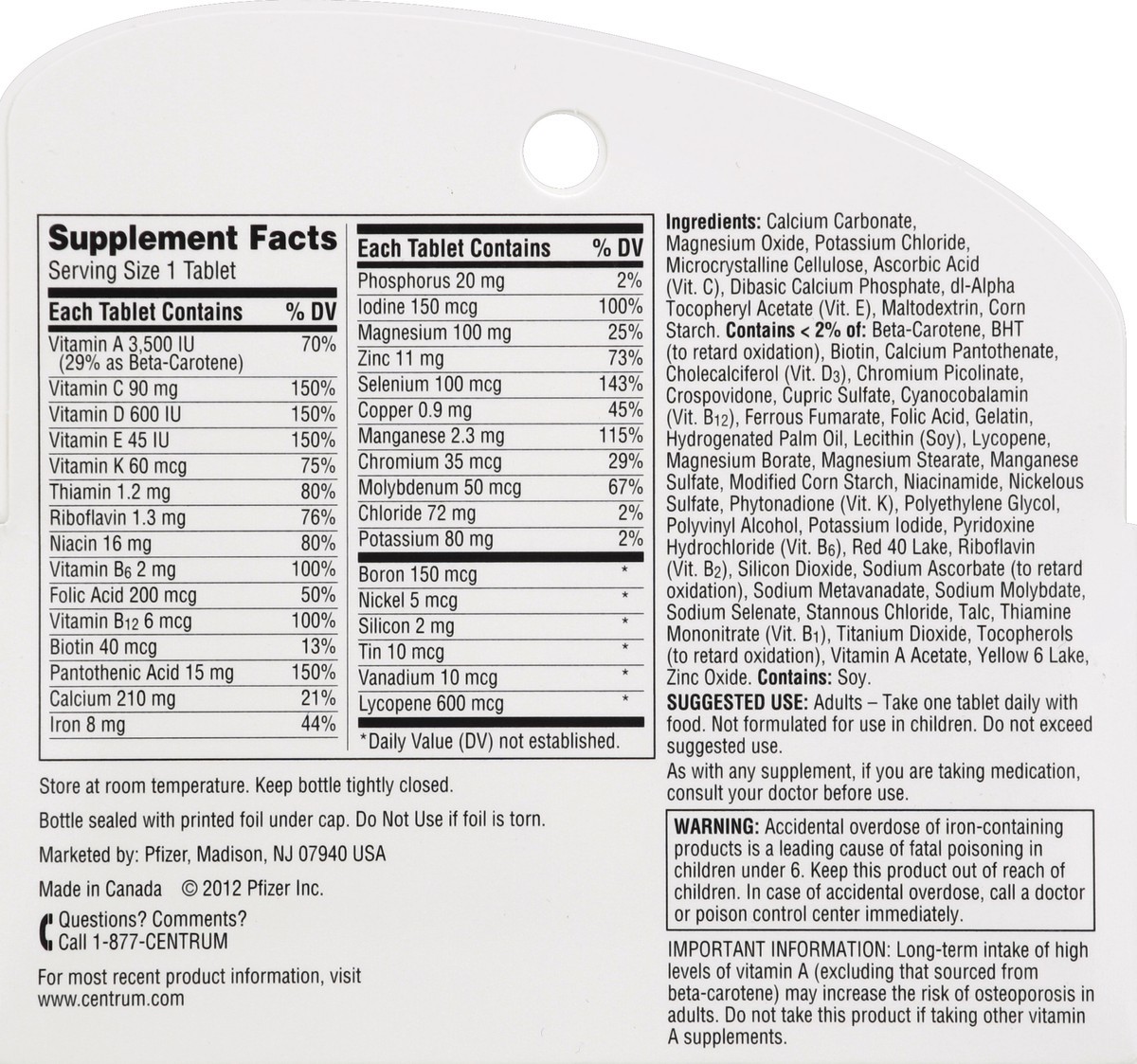 slide 2 of 5, Centrum Multivitamin/Multimineral 100 ea, 100 ct