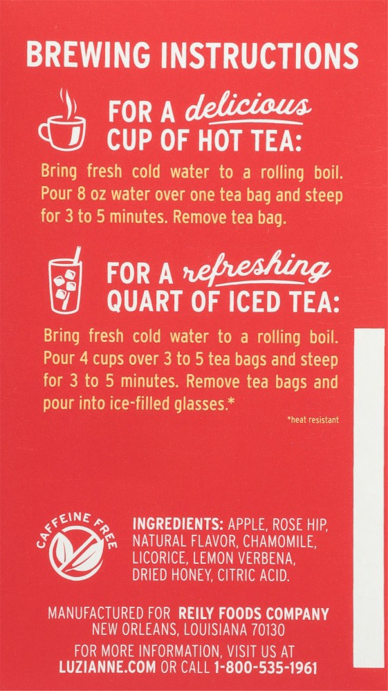 slide 5 of 5, Luzianne Southern Blends Honeyed Peach Herbal Tea 18 Bags, 18 ct