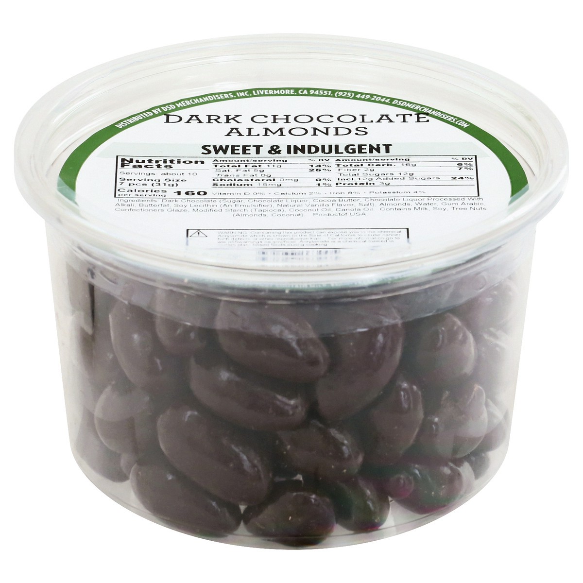 slide 5 of 13, DSD Merchandisers Dark Chocolate Almonds 11 oz, 11 oz