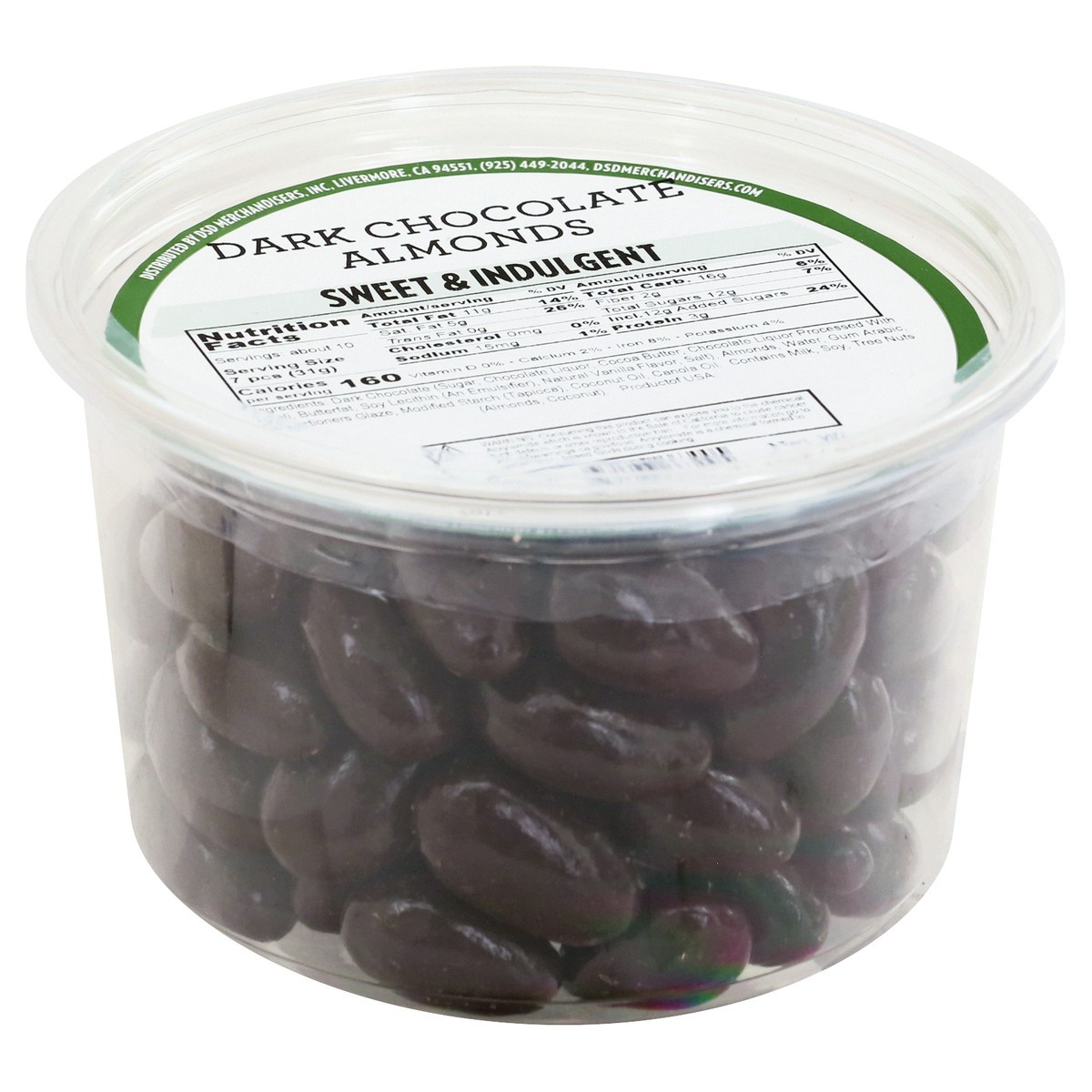 slide 9 of 13, DSD Merchandisers Dark Chocolate Almonds 11 oz, 11 oz