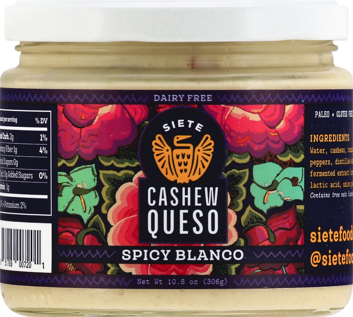 slide 6 of 9, Siete Dairy Free Spicy Blanco Cashew Queso 10.8 oz, 10.8 oz