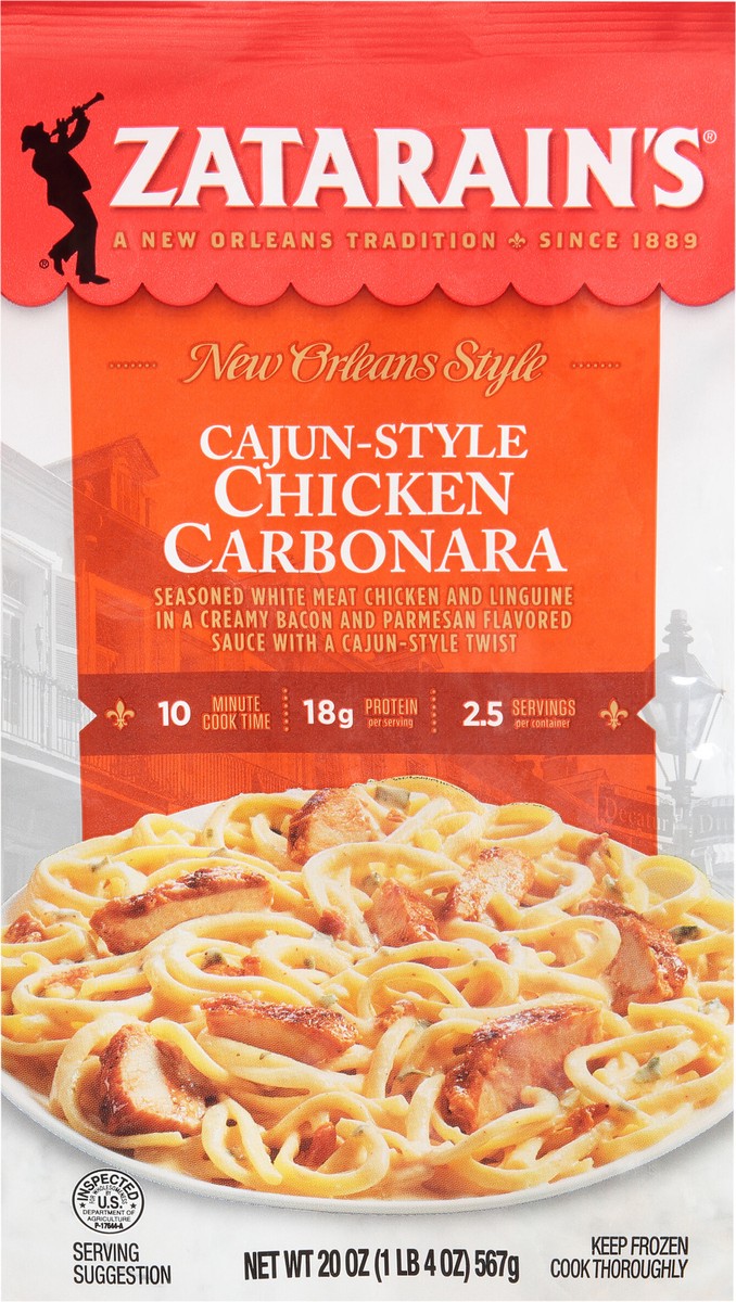 slide 6 of 14, Zatarain's Frozen Meal - Cajun Chicken Carbonara, 20 oz