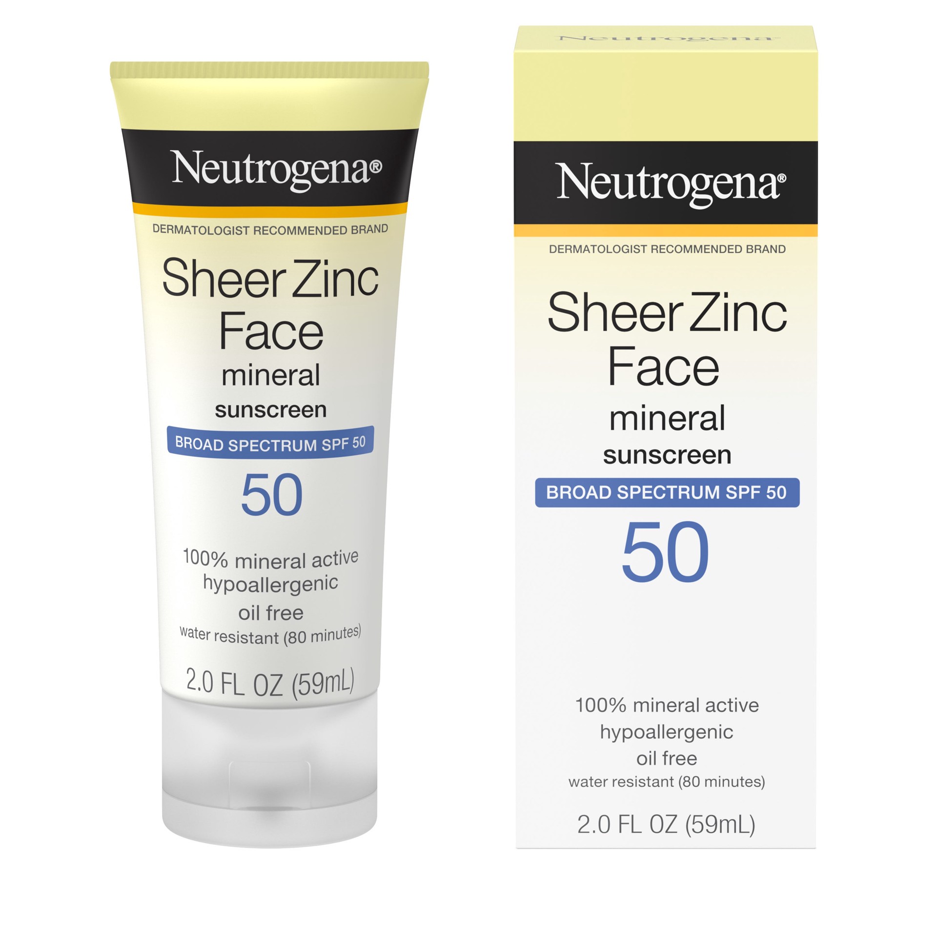 slide 10 of 10, Neutrogena Sheer Zinc Sunscreen Face Lotion - SPF 50, 2 fl oz