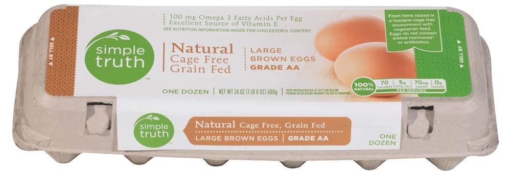 slide 1 of 1, Simple Truth Cage Free Large Brown Eggs Grade AA, 12 ct