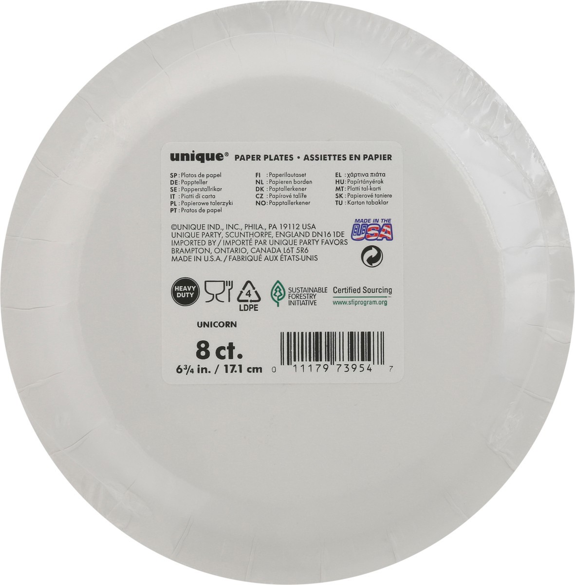 slide 7 of 9, Unique Unicorn 6-3/4 Inch Paper Plates 8 Count, 8 ct